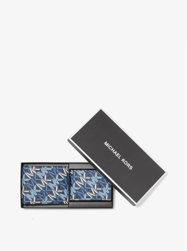 Panske Penazenky Michael Kors Harrison Graphic Logo Billfold With Passcase Indigo - Doplnky Michael Kors Obchod | JKCUD-5913